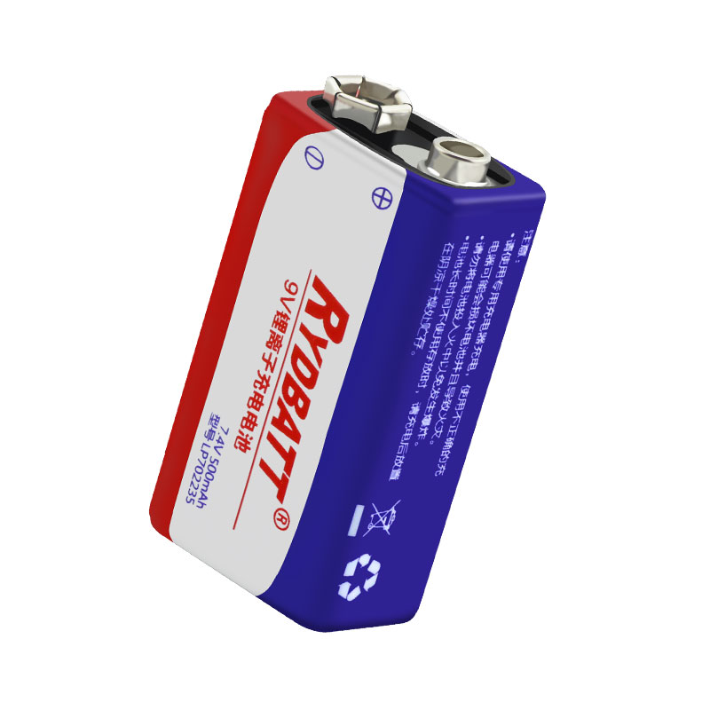 9V 6F22方形聚合物锂电池2串8.4V 500mAh 万用表 吉他拾音器 用